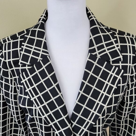 Classiques Entier Black White Pattern Blazer SZ M Two Button Cotton Blend Jacket - Picture 7 of 12